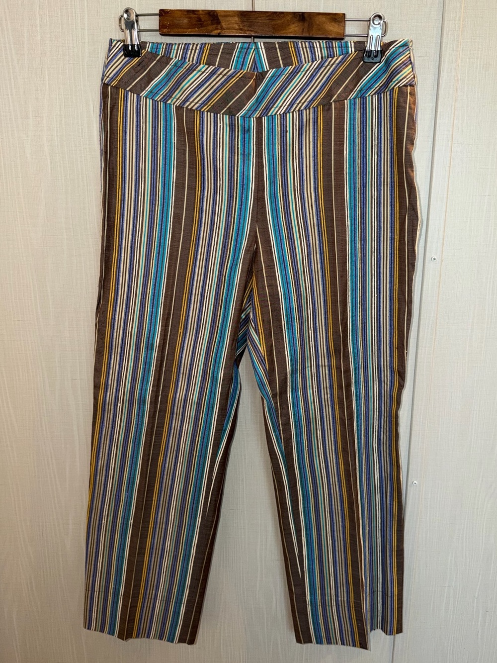 Akris Punto Silk Striped Straight Ankle Pants Womenβs US Size 8 Old Money Preppy